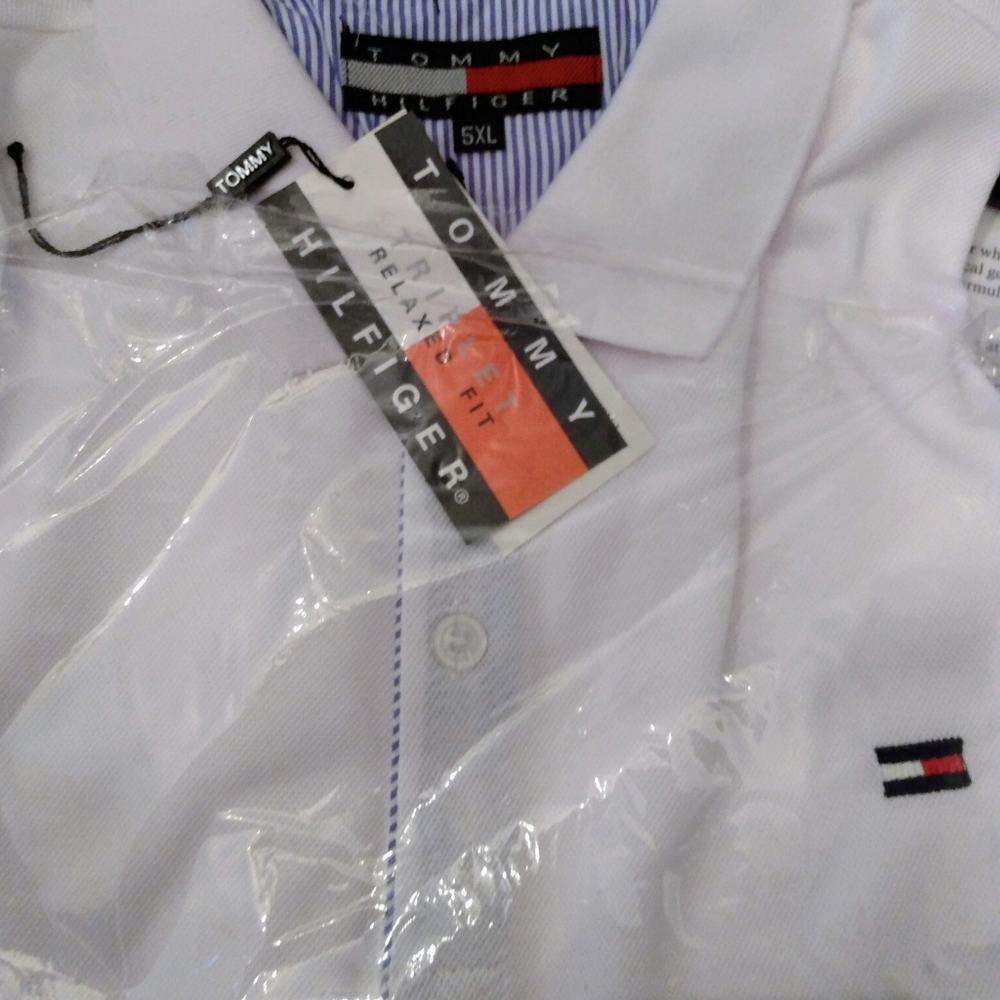 Men's Short Sleeve White Pique Polo Tommy Hilfiger. All cotton stretch.